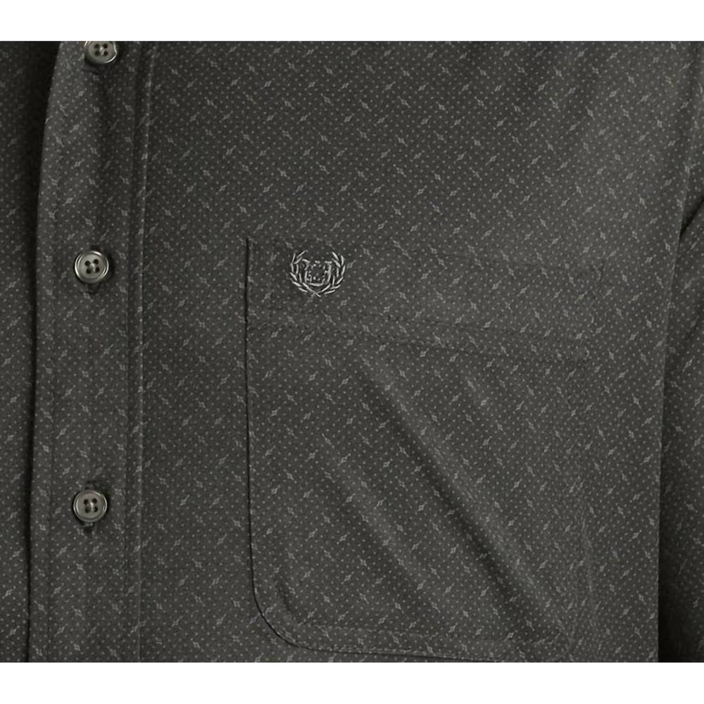 NEW PANHANDLE men's geo print button front shirt in black - Picture 2 of 3